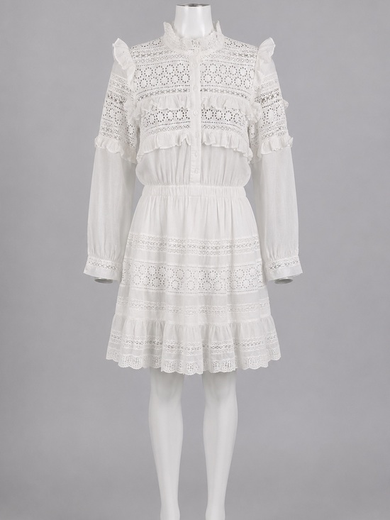 Sea New York Dresses & Skirts - Sea New York White Lace Ruffle Midi Dress size 4